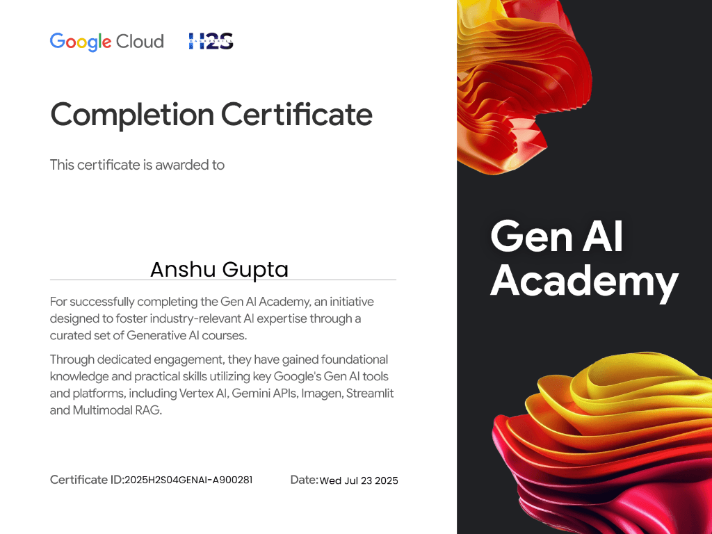 Gen AI Academy Completion Certificate