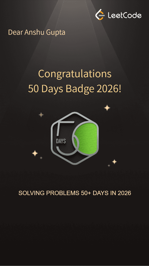 LeetCode 50-Days Badge 2026