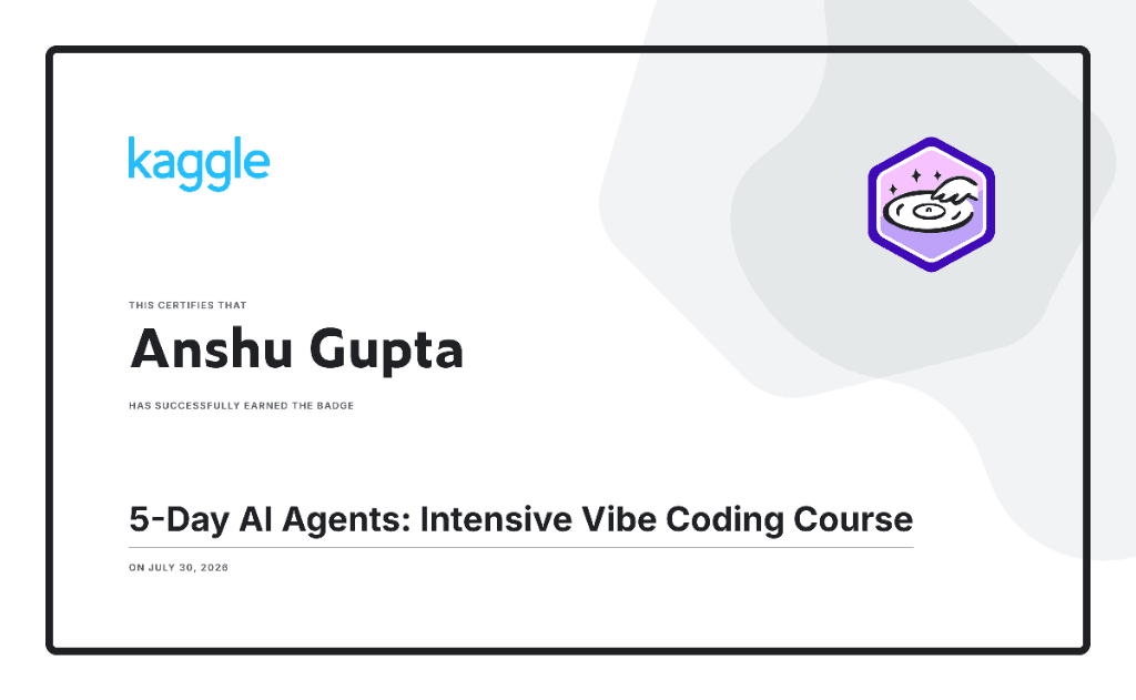 5-Day AI Agents: Intensive Vibe Coding Course Badge