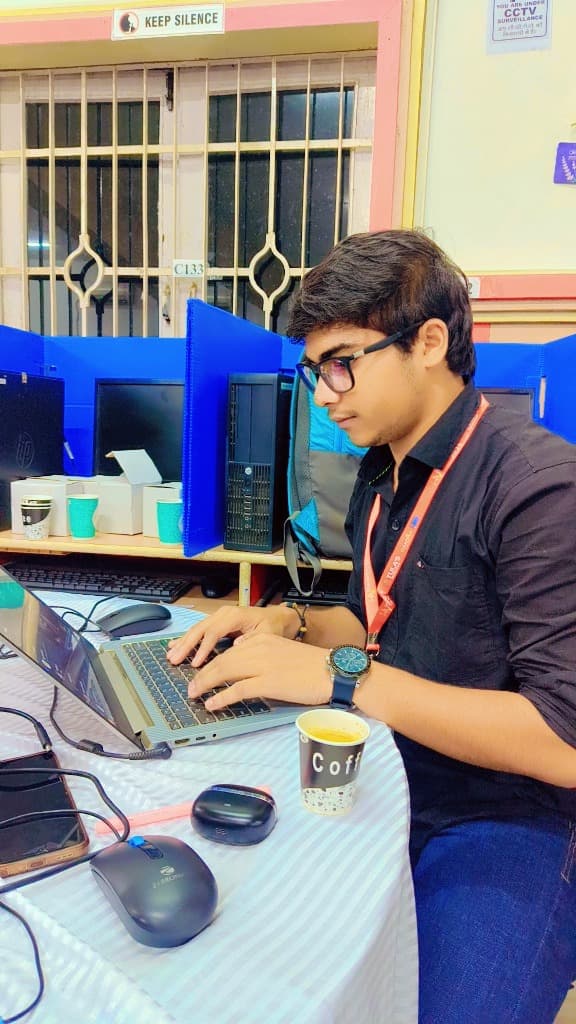 Working during a 48-hour hackathon.