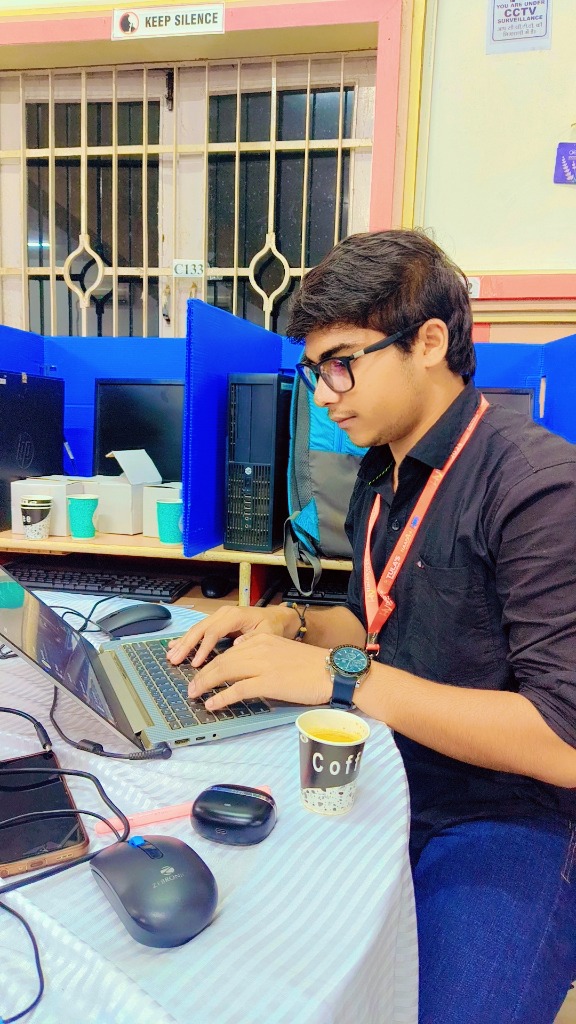 Working during a 48-hour hackathon.
