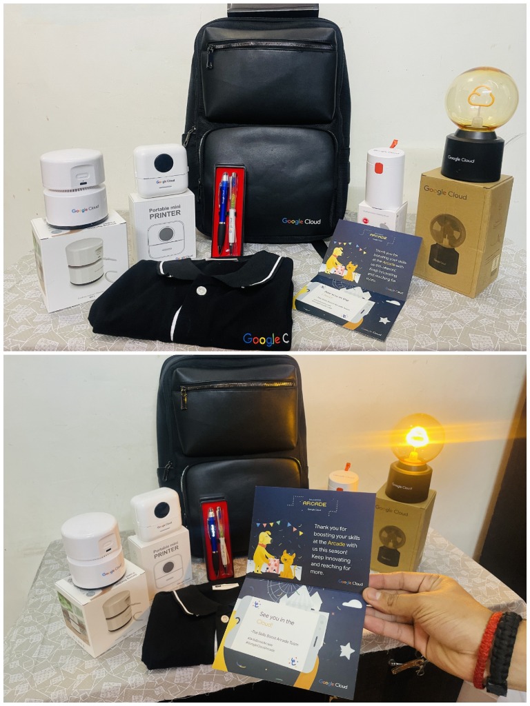 Premium organizer bag, print devices, and merchandise earned.